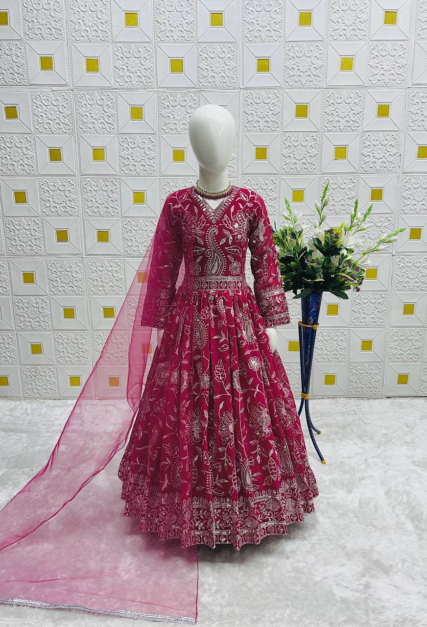 Majestic Heavy Festive Wear Pink Gown