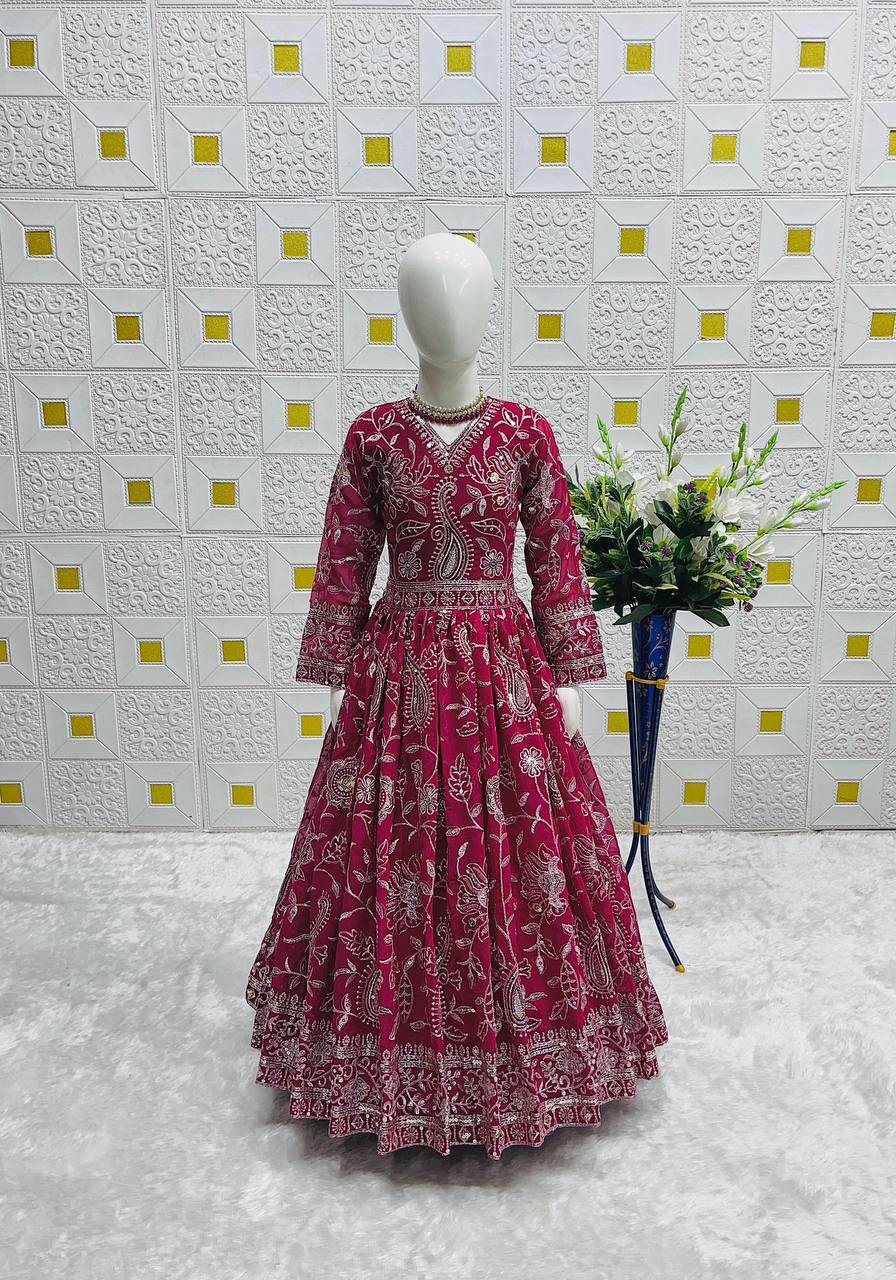 Majestic Heavy Festive Wear Pink Gown