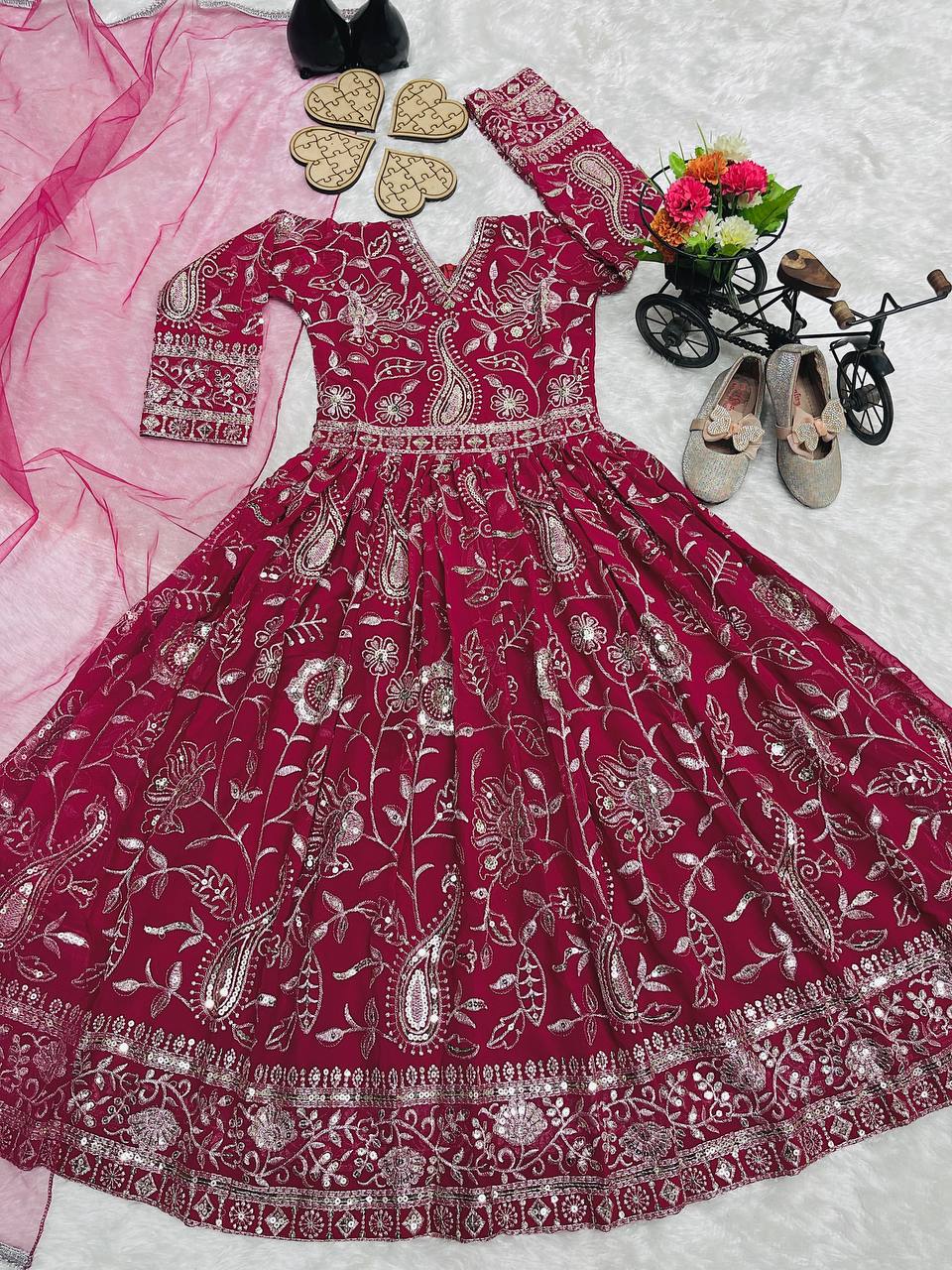 Majestic Heavy Festive Wear Pink Gown