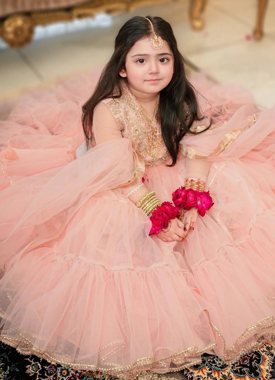 Beautiful Peach Festive design Lehenga Choli For Kids