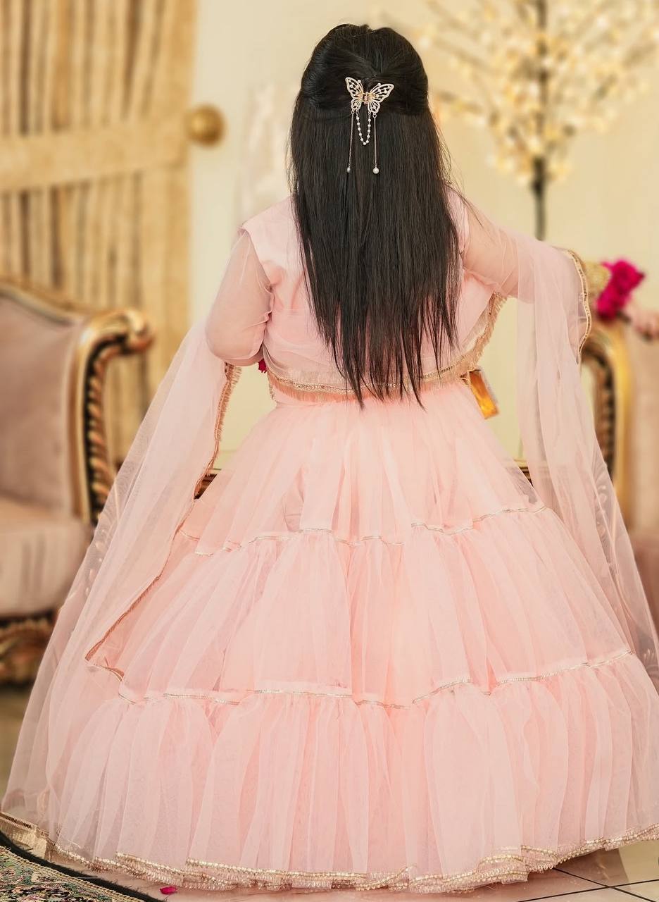 Beautiful Peach Festive design Lehenga Choli For Kids