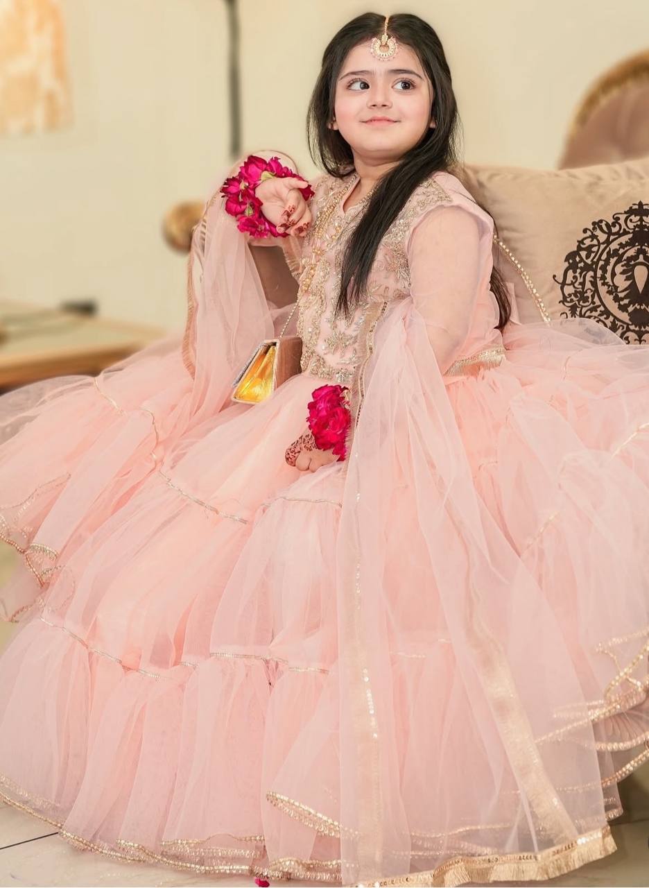 Beautiful Peach Festive design Lehenga Choli For Kids