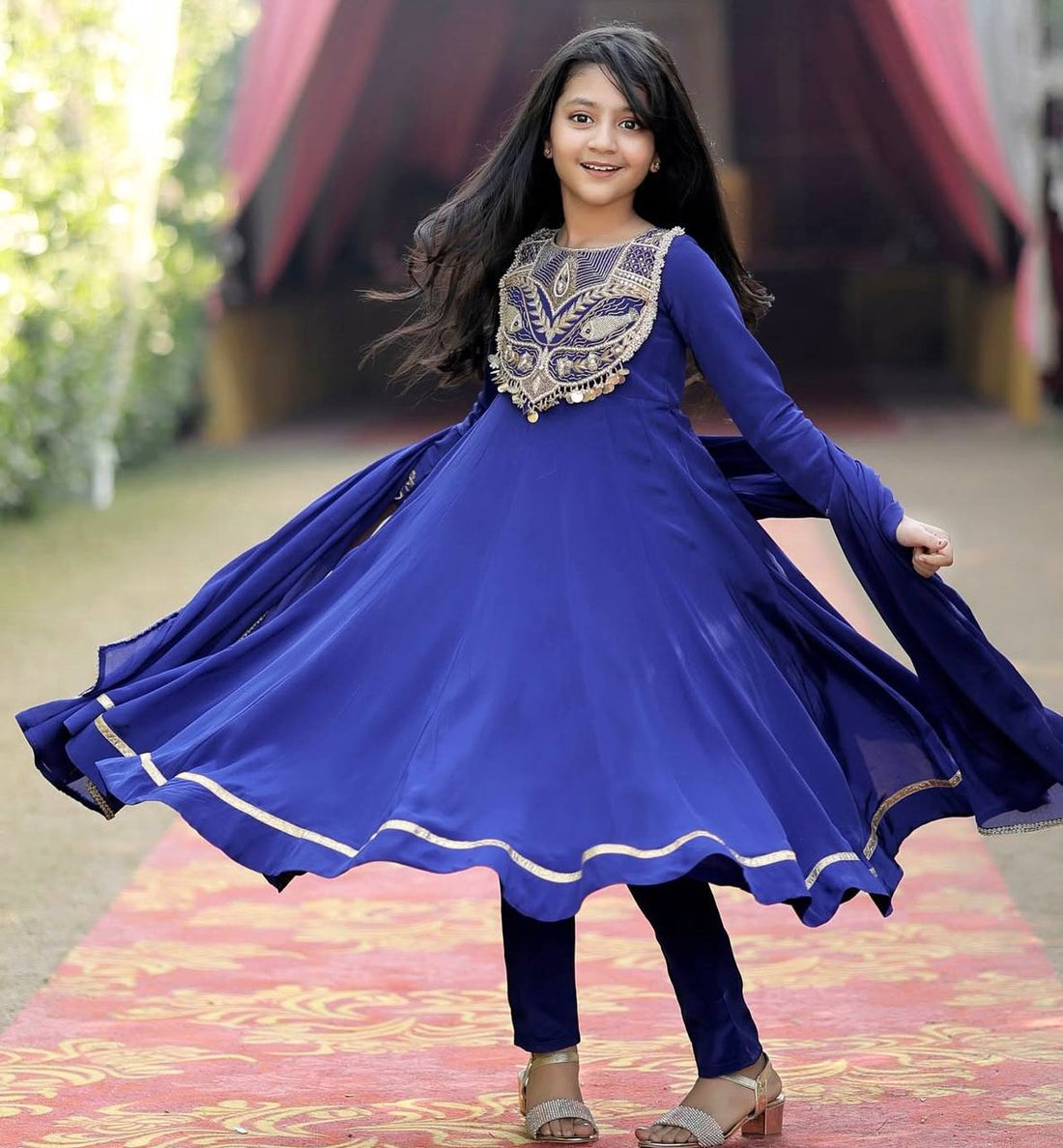 Royal Peacock Embroidery Sequence Work With Heavy Lace Anarkali Set