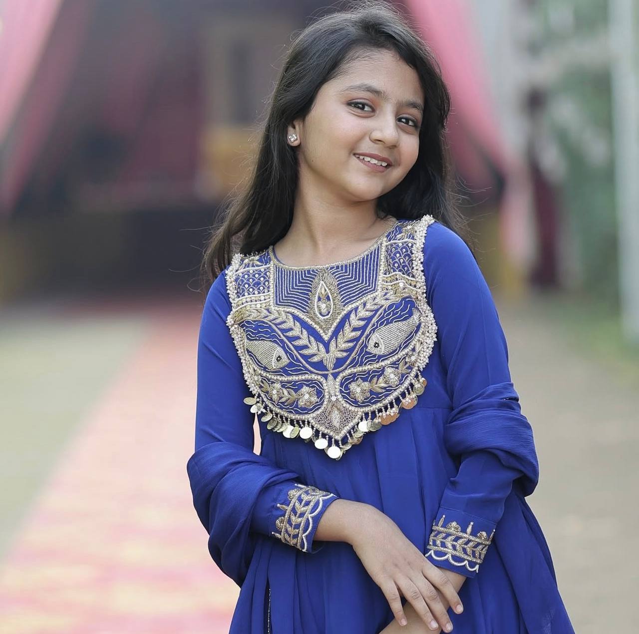 Royal Peacock Embroidery Sequence Work With Heavy Lace Anarkali Set