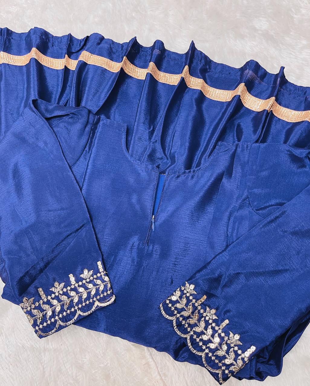 Royal Peacock Embroidery Sequence Work With Heavy Lace Anarkali Set