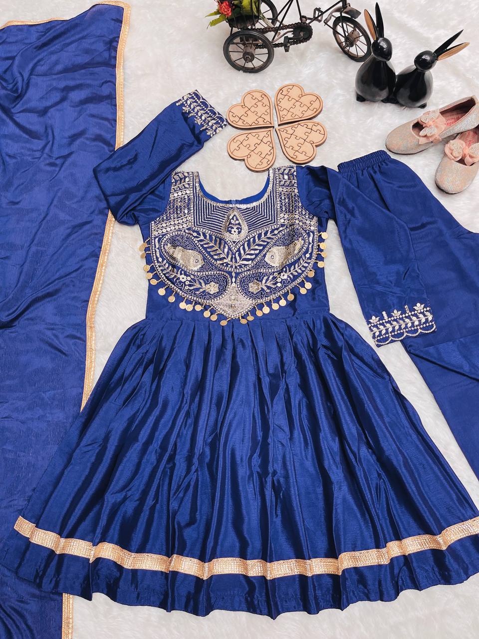 Royal Peacock Embroidery Sequence Work With Heavy Lace Anarkali Set
