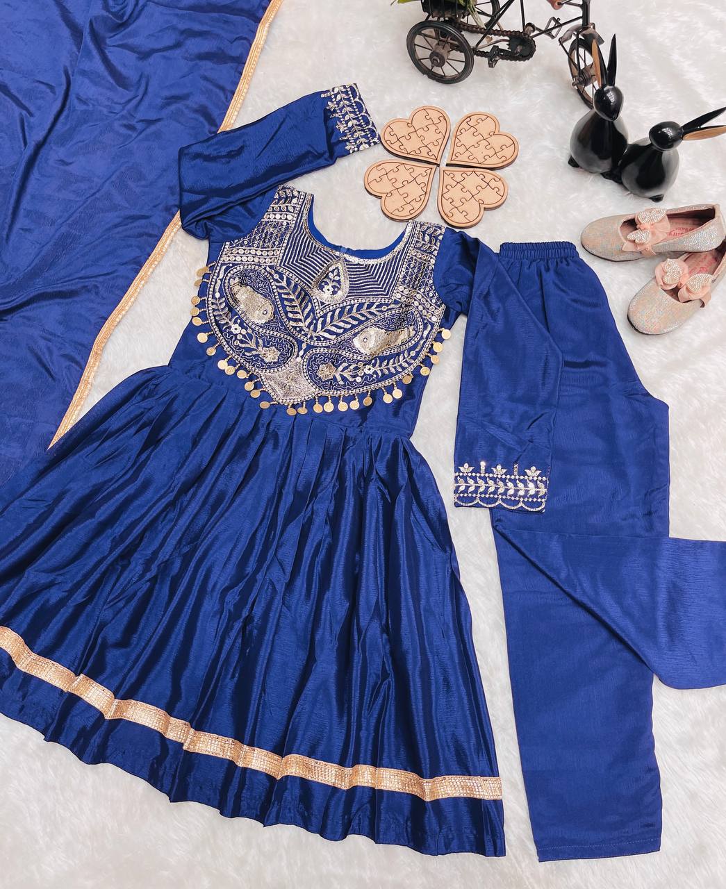 Royal Peacock Embroidery Sequence Work With Heavy Lace Anarkali Set
