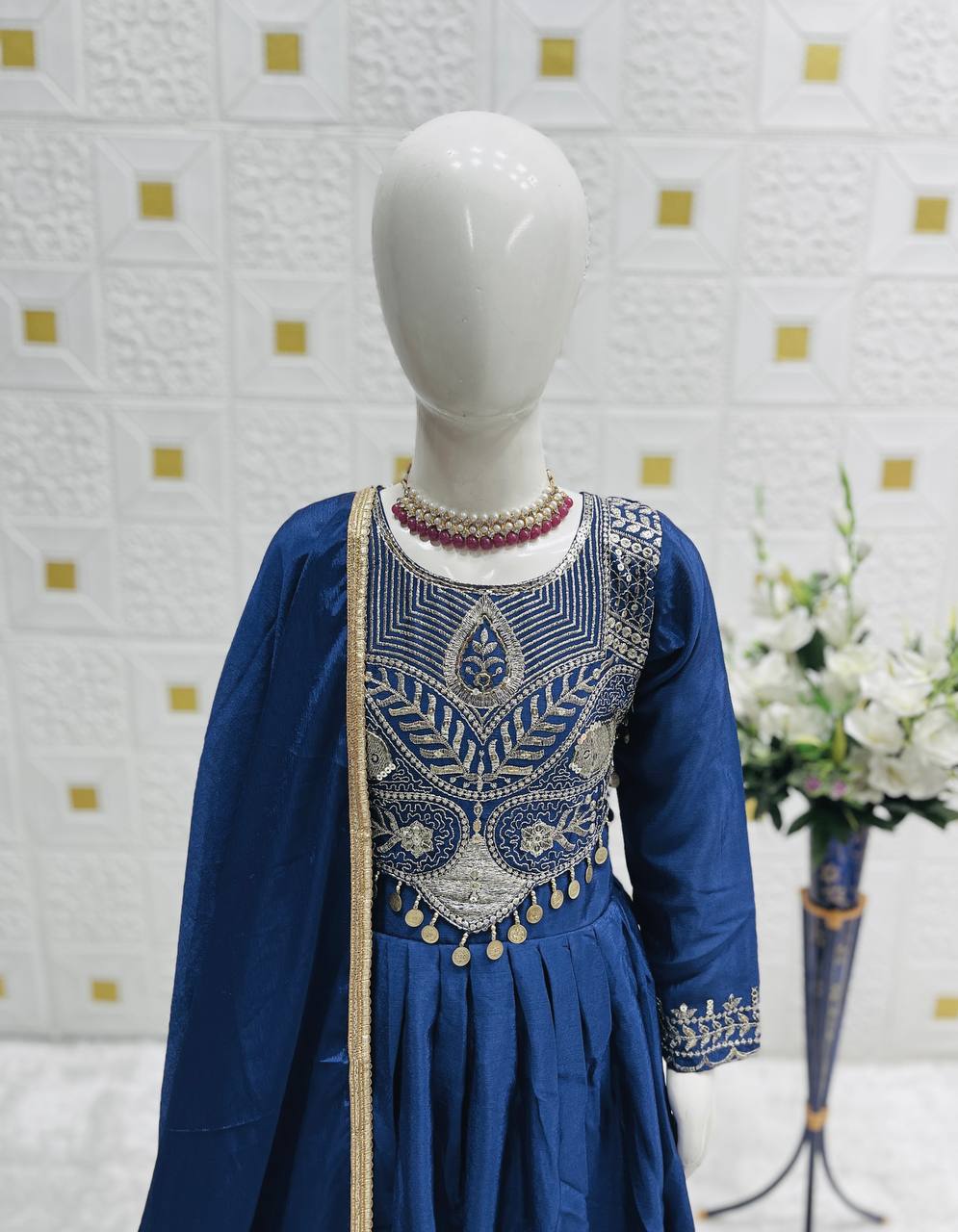 Royal Peacock Embroidery Sequence Work With Heavy Lace Anarkali Set