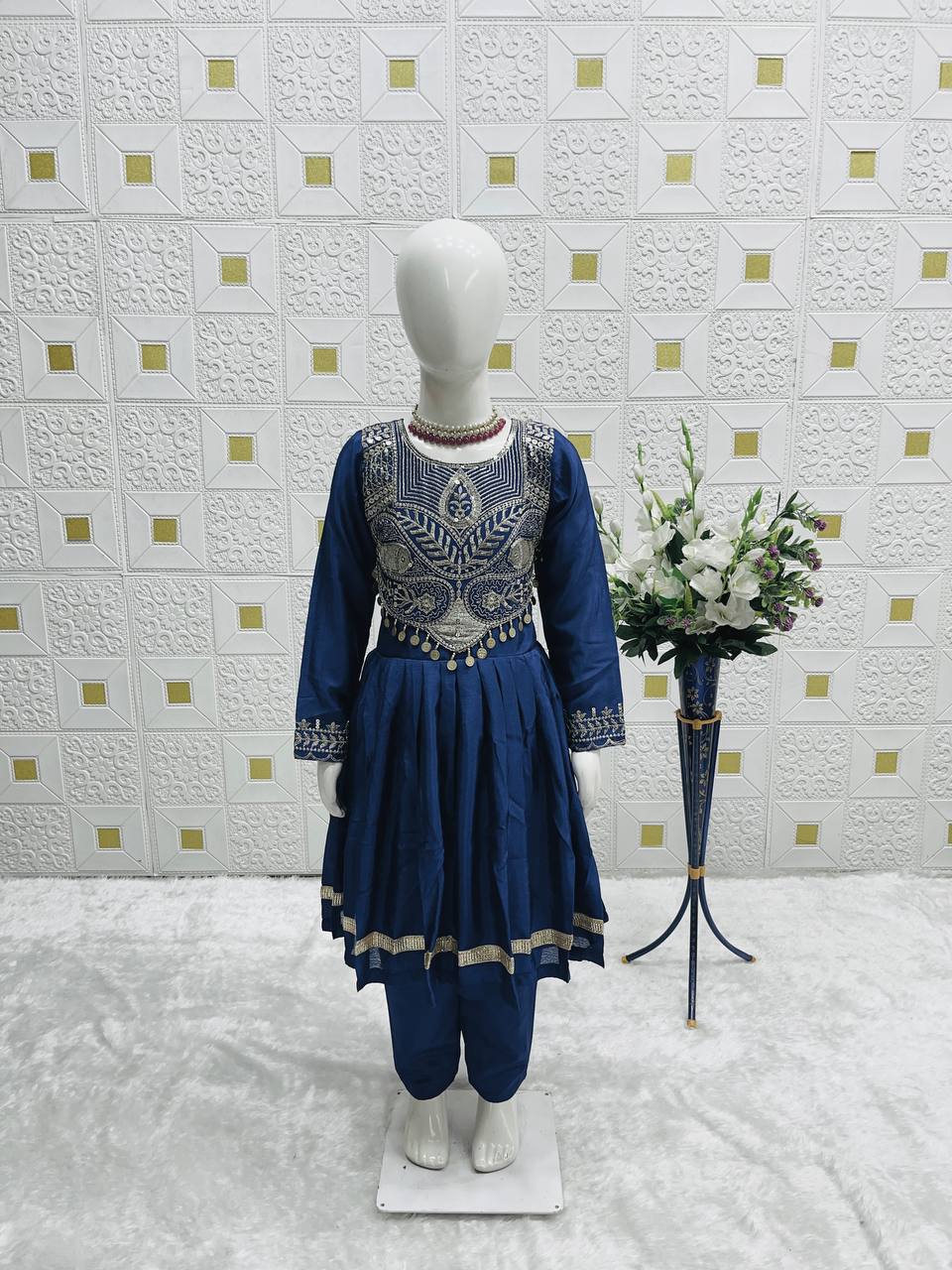 Royal Peacock Embroidery Sequence Work With Heavy Lace Anarkali Set