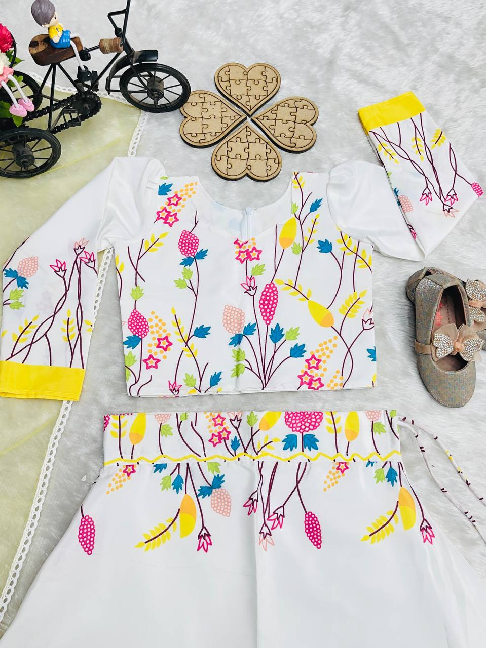 Beautiful Yellow Festive Lehenga Choli For KIds