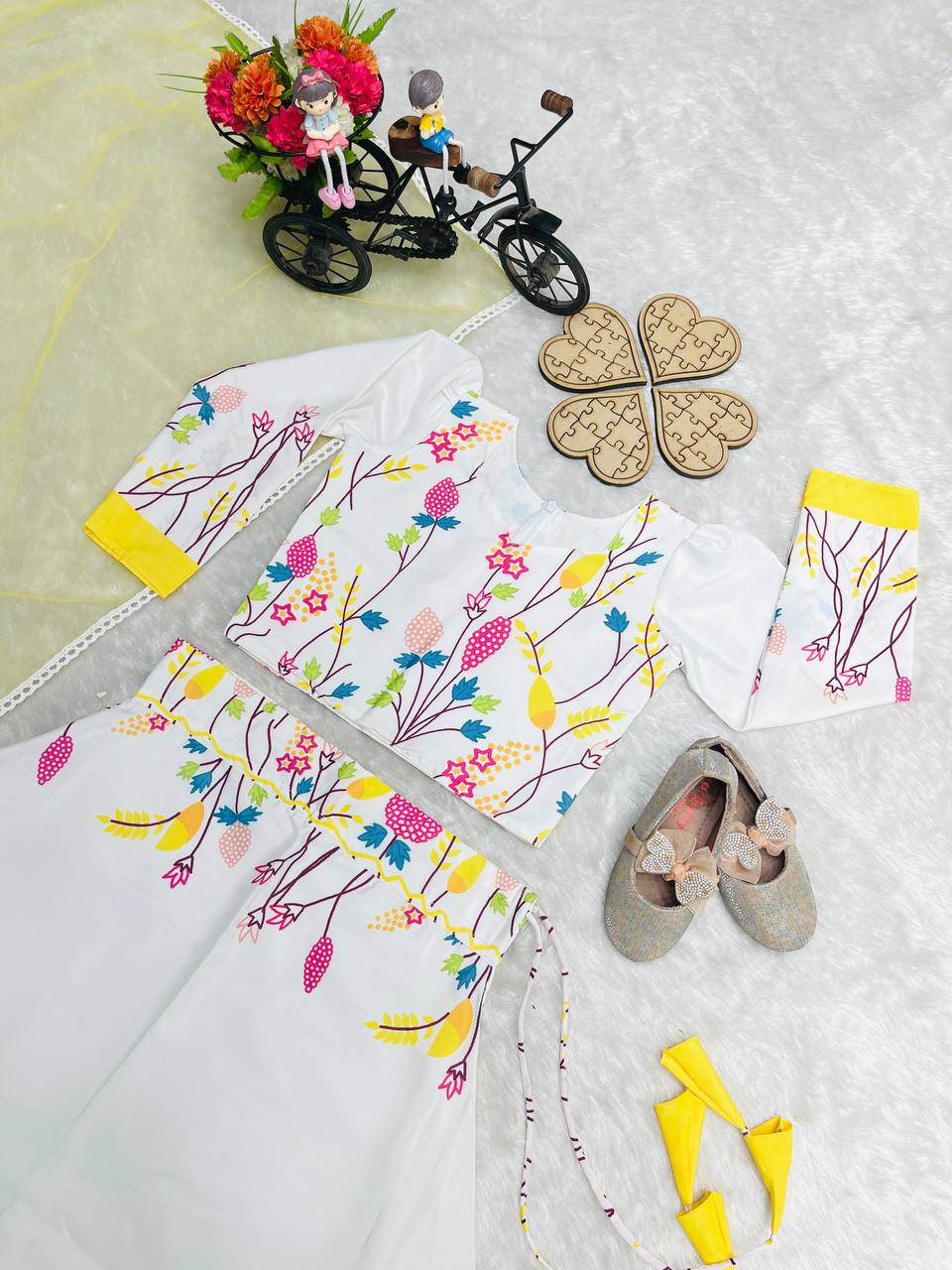 Beautiful Yellow Festive Lehenga Choli For KIds