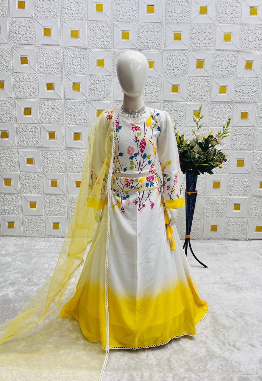 Beautiful Yellow Festive Lehenga Choli For KIds