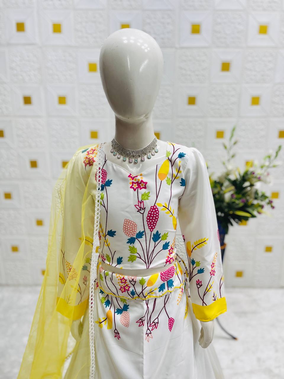 Beautiful Yellow Festive Lehenga Choli For KIds