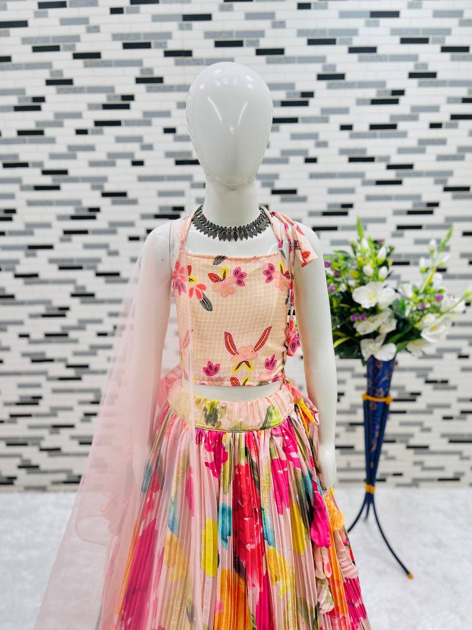 Designer Multi Printed Lehenga Choli For Kids