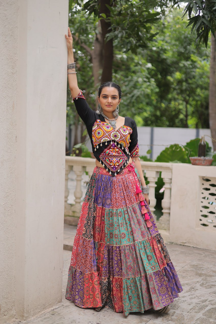 Vibrant Multi Kutchi Mirror Work Lehenga Choli for Navratri
