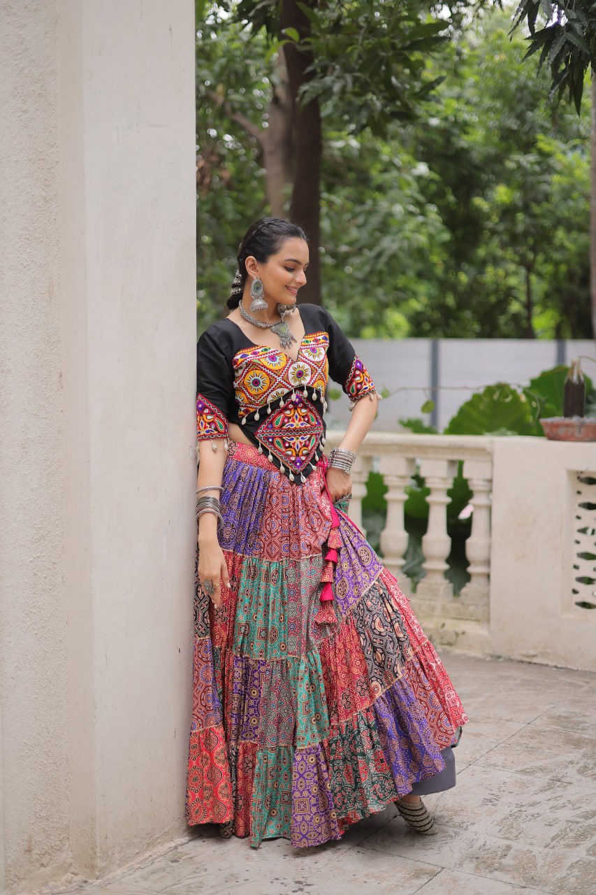 Vibrant Multi Kutchi Mirror Work Lehenga Choli for Navratri