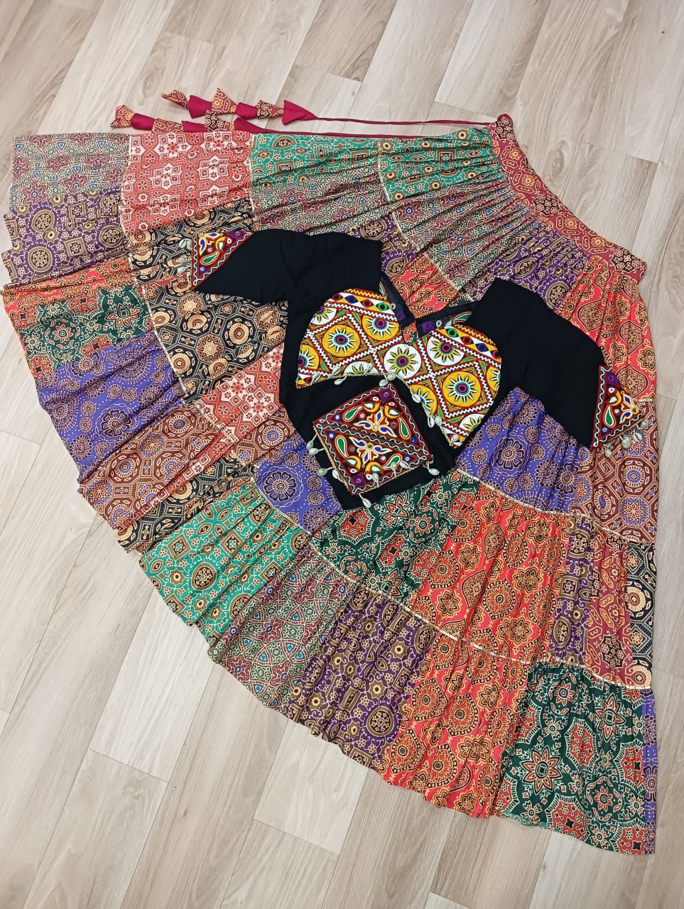 Vibrant Multi Kutchi Mirror Work Lehenga Choli for Navratri