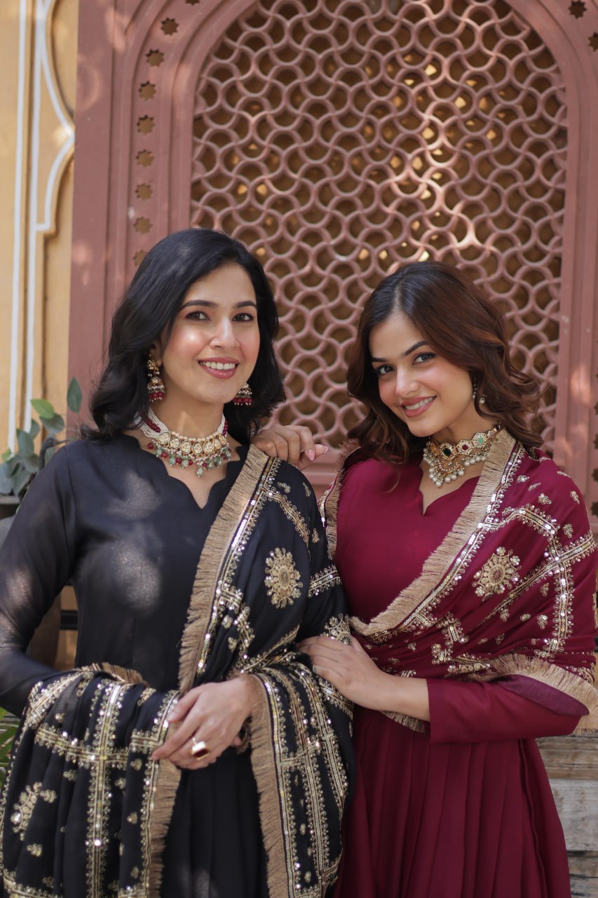 Luxury Maroon Gown Perfect for Weddings & Parties