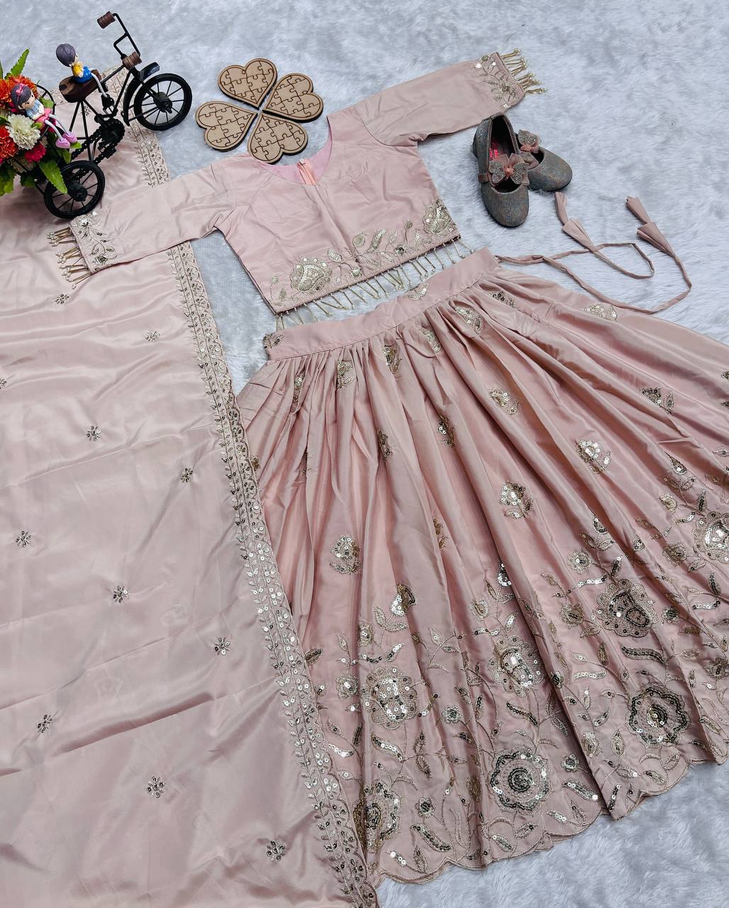Blush Pink Embroidered Lehenga Choli with Dupatta For Wedding & Festive Collection
