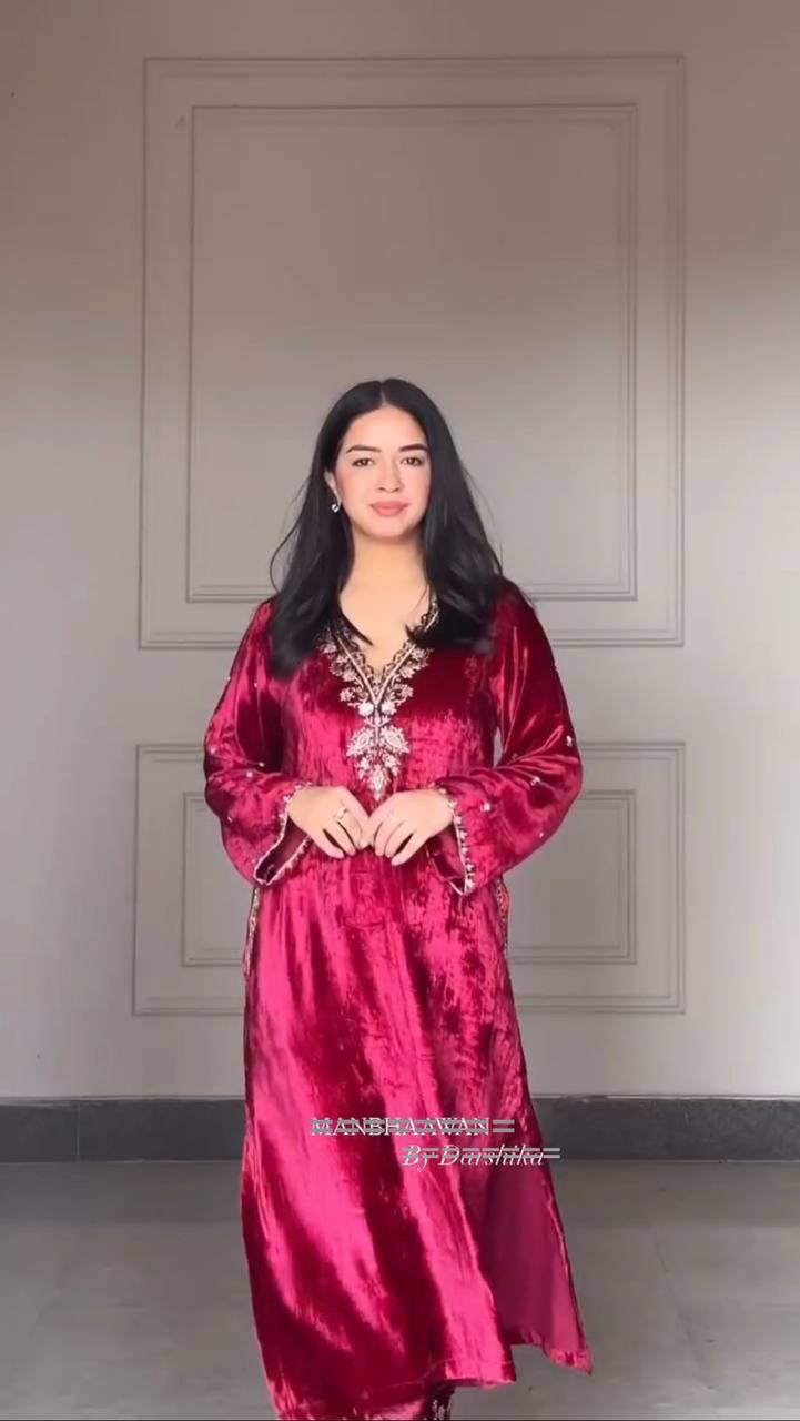 Midnight Majesty Velvet Suit Set with Golden Heritage Embroidery Festive Wear