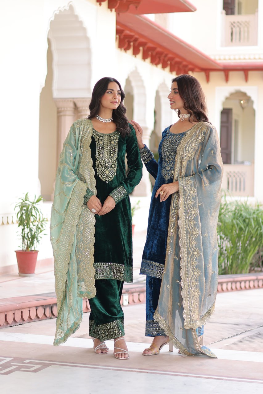 Premium Blue Velvet Suit for Weddings & Occasions