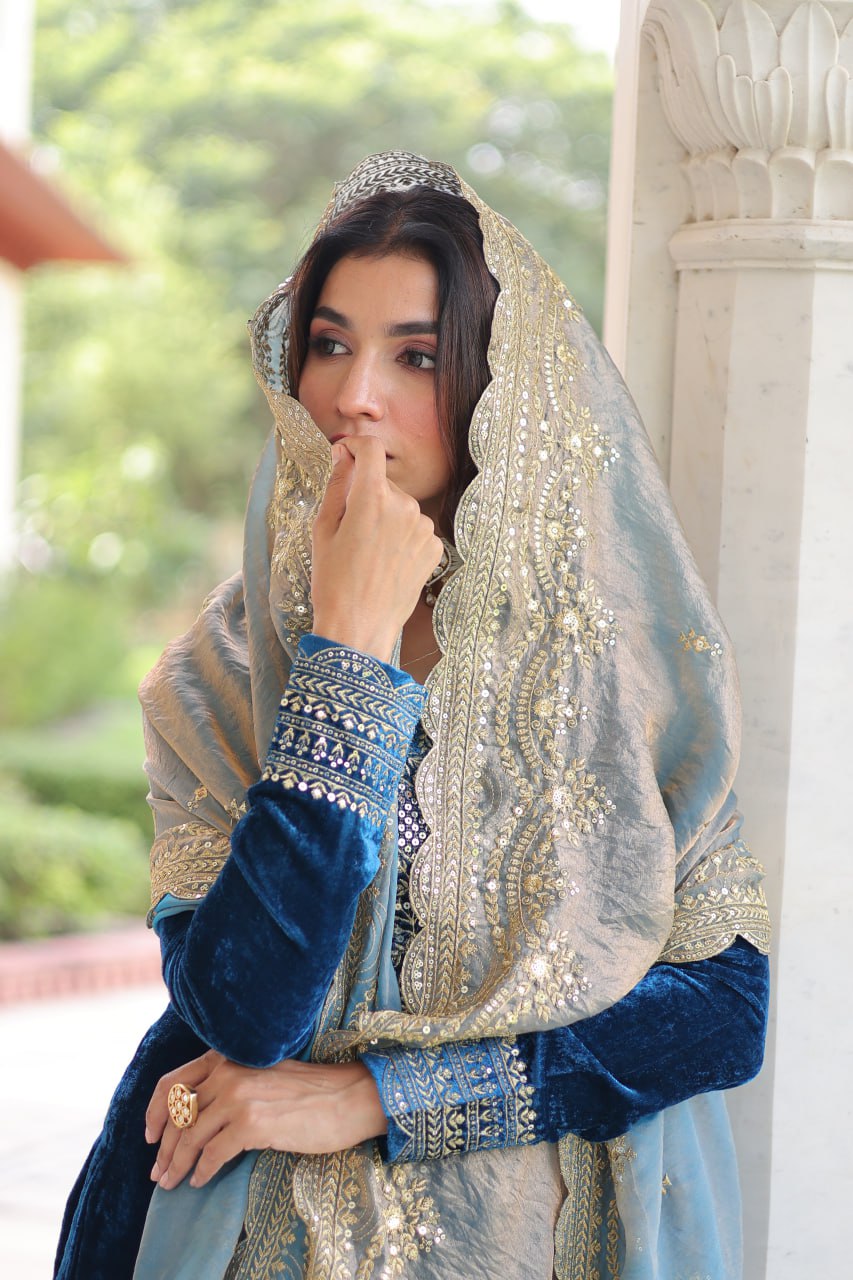 Premium Blue Velvet Suit for Weddings & Occasions