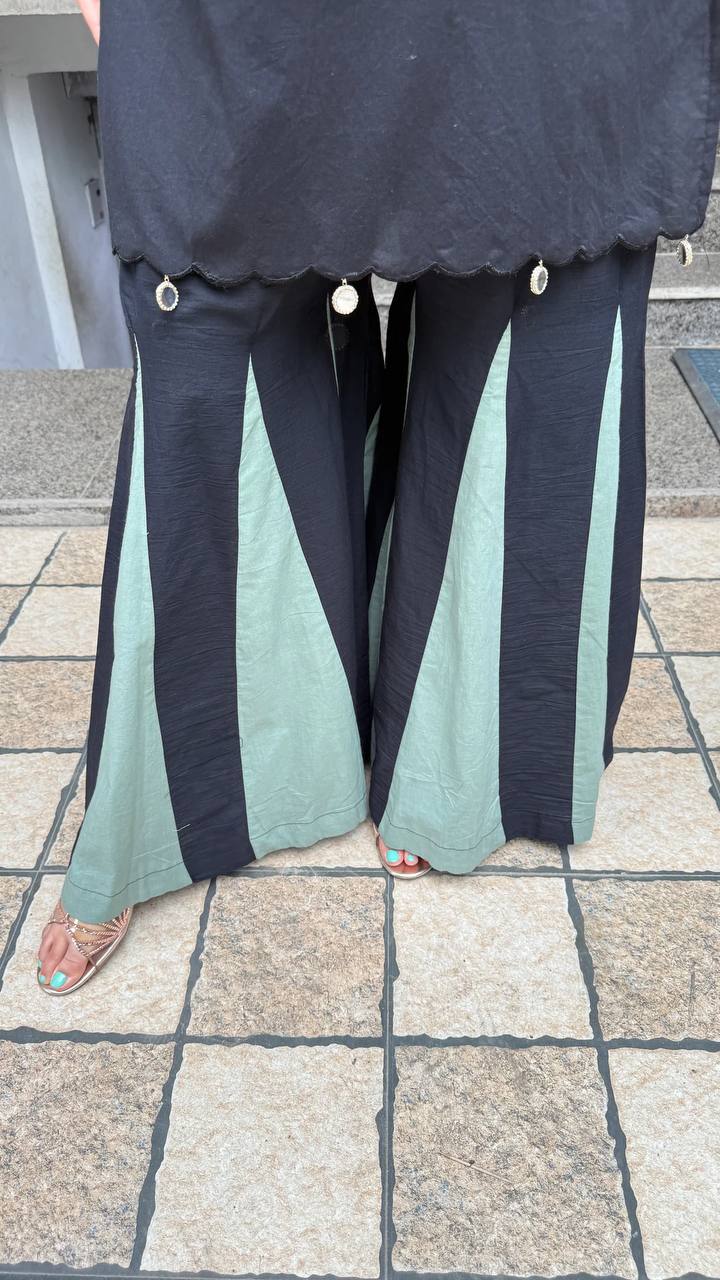 Fancy Design Black Embroidered Navratri Co-ord Set with Mirror Work For Festive Wear