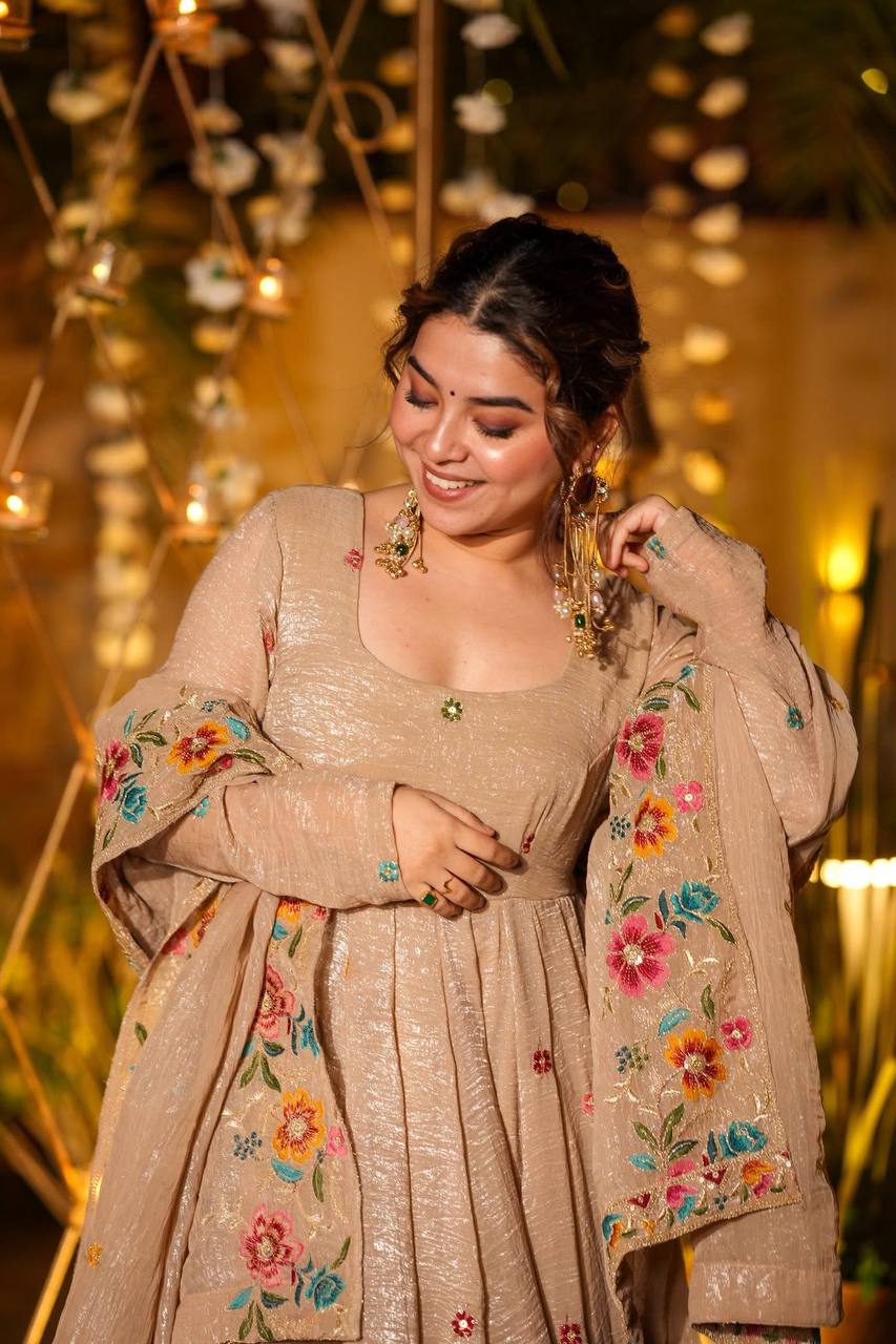 Teal Green Embroidered Anarkali Suit Set with Dupatta For Festive Wear