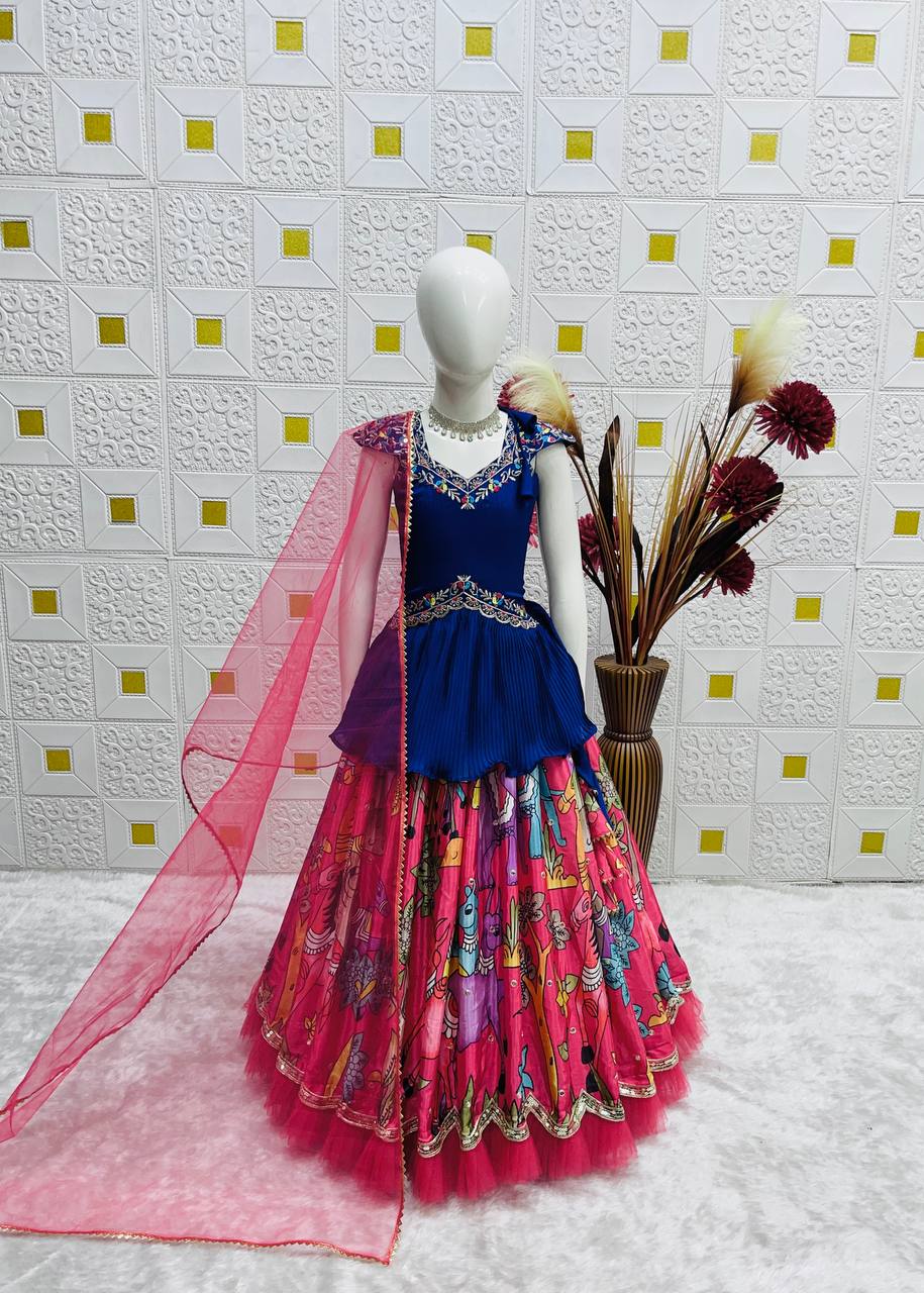 Kids Festive Lehenga Choli with Colorful Printed Skirt
