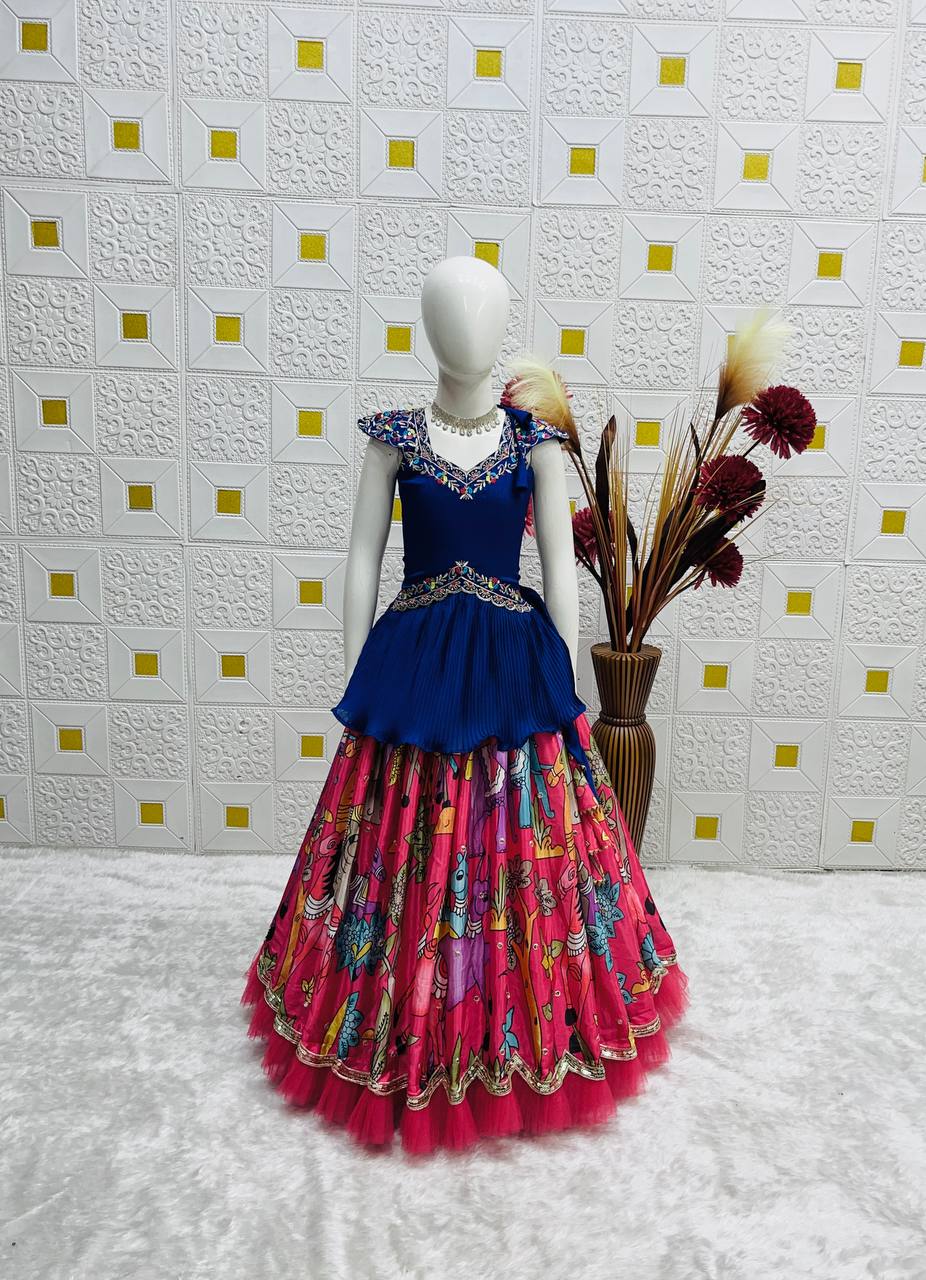 Kids Festive Lehenga Choli with Colorful Printed Skirt