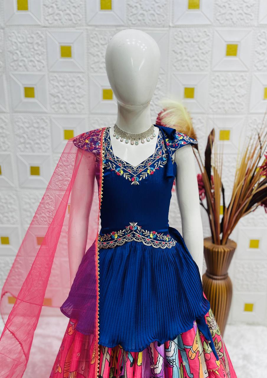 Kids Festive Lehenga Choli with Colorful Printed Skirt
