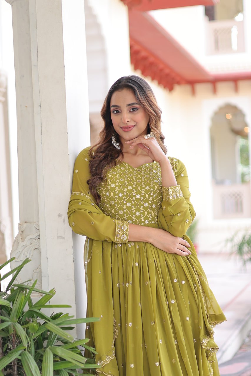 Rani Pink Embroidered Anarkali Kurta Set with Dupatta For Festive Wear