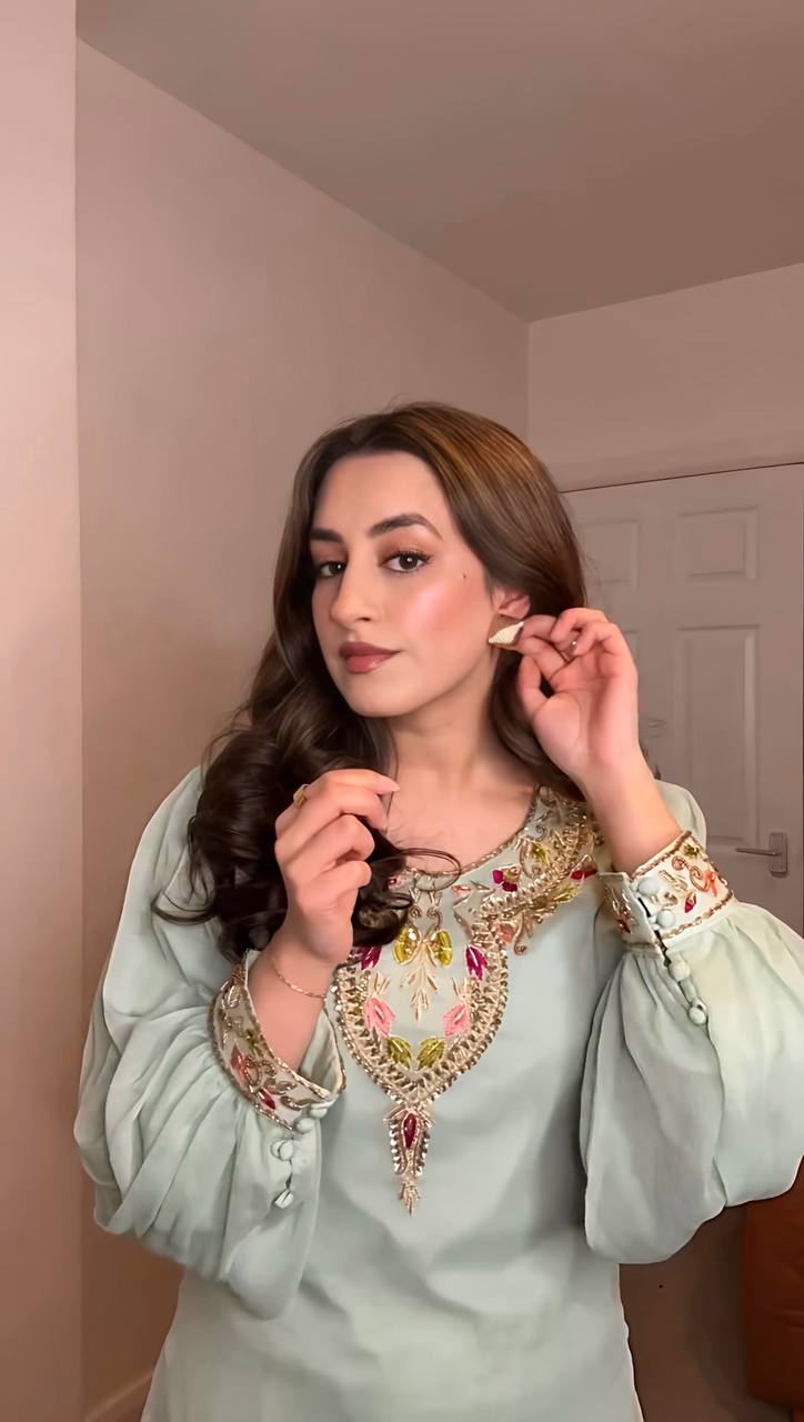 Pastel Perfection Mint Green Kurta Set with Dupatta For Women