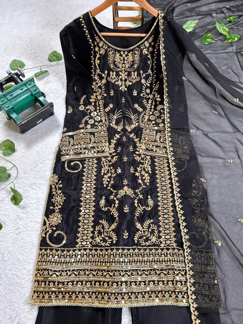 Luxury Black Salwar Suit with Silver Embroidery Work For Festive Wear
