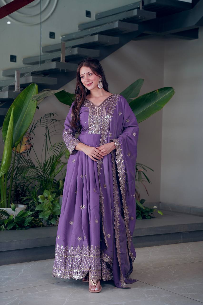 Rani Pink Designer Embroidered Anarkali Suit Set with Dupatta For Women Wear@#$%^&*()12345678