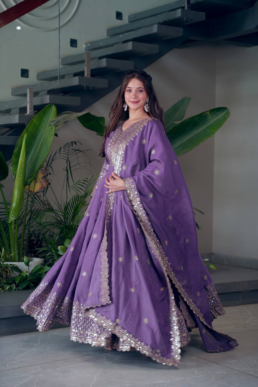 Rani Pink Designer Embroidered Anarkali Suit Set with Dupatta For Women Wear@#$%^&*()12345678