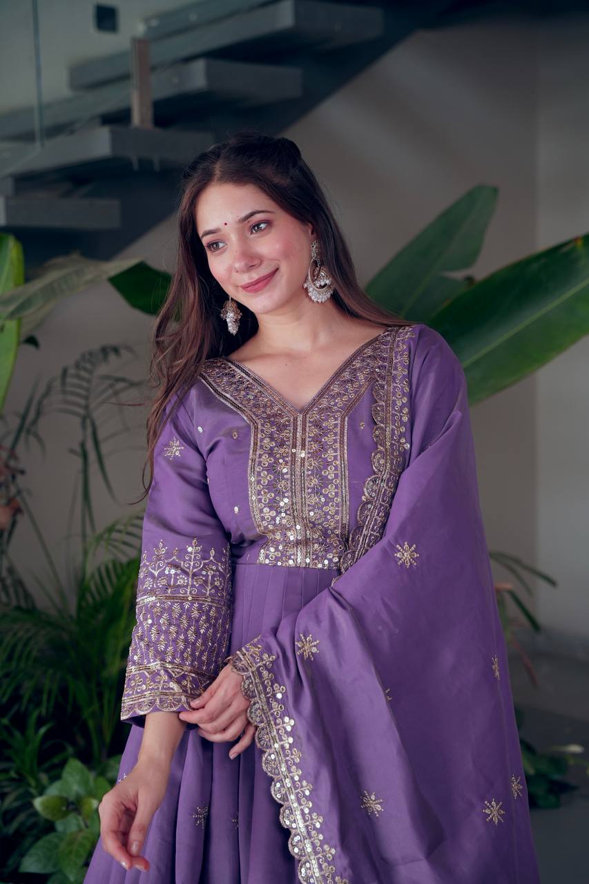 Rani Pink Designer Embroidered Anarkali Suit Set with Dupatta For Women Wear@#$%^&*()12345678