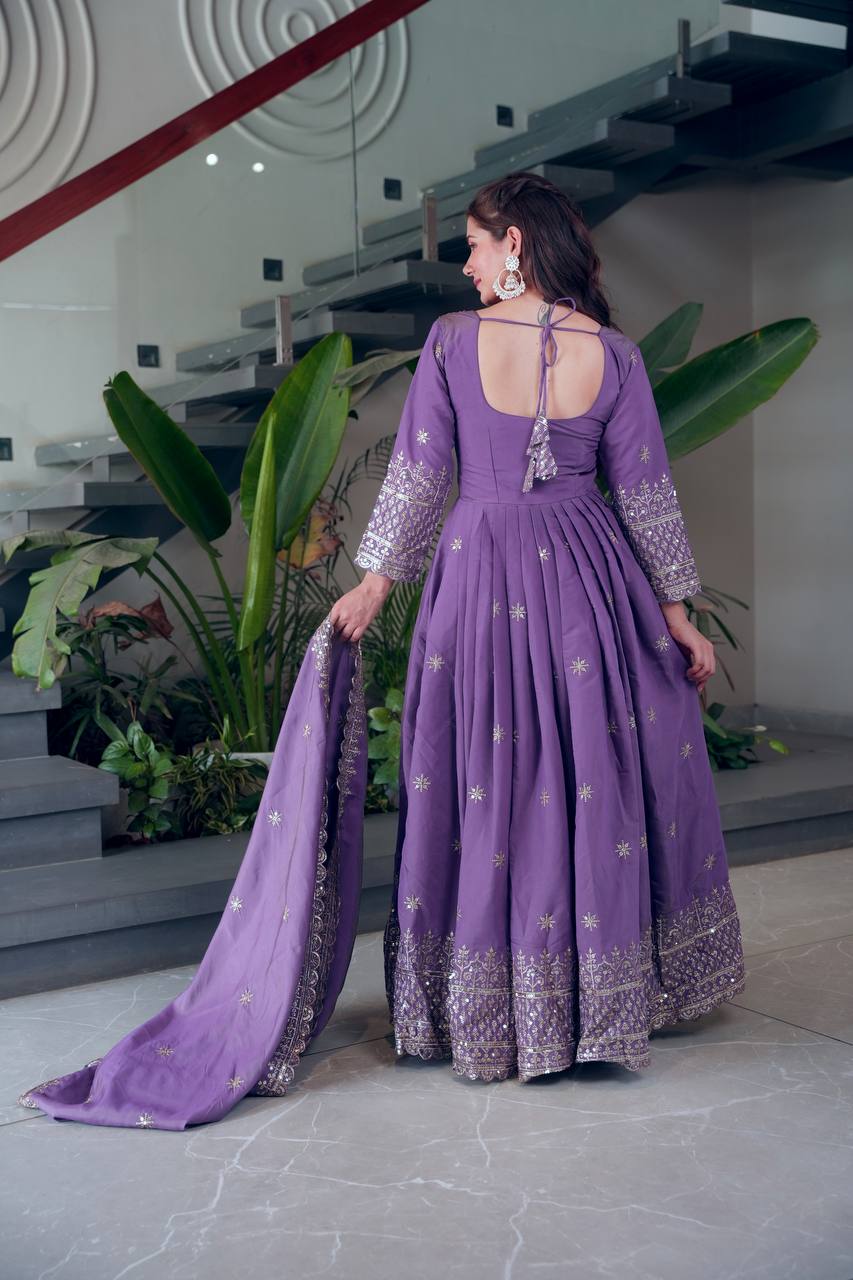 Rani Pink Designer Embroidered Anarkali Suit Set with Dupatta For Women Wear@#$%^&*()12345678