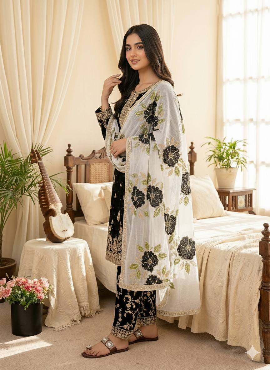 Signature Black Classic Kurta Set for Festive Occasions