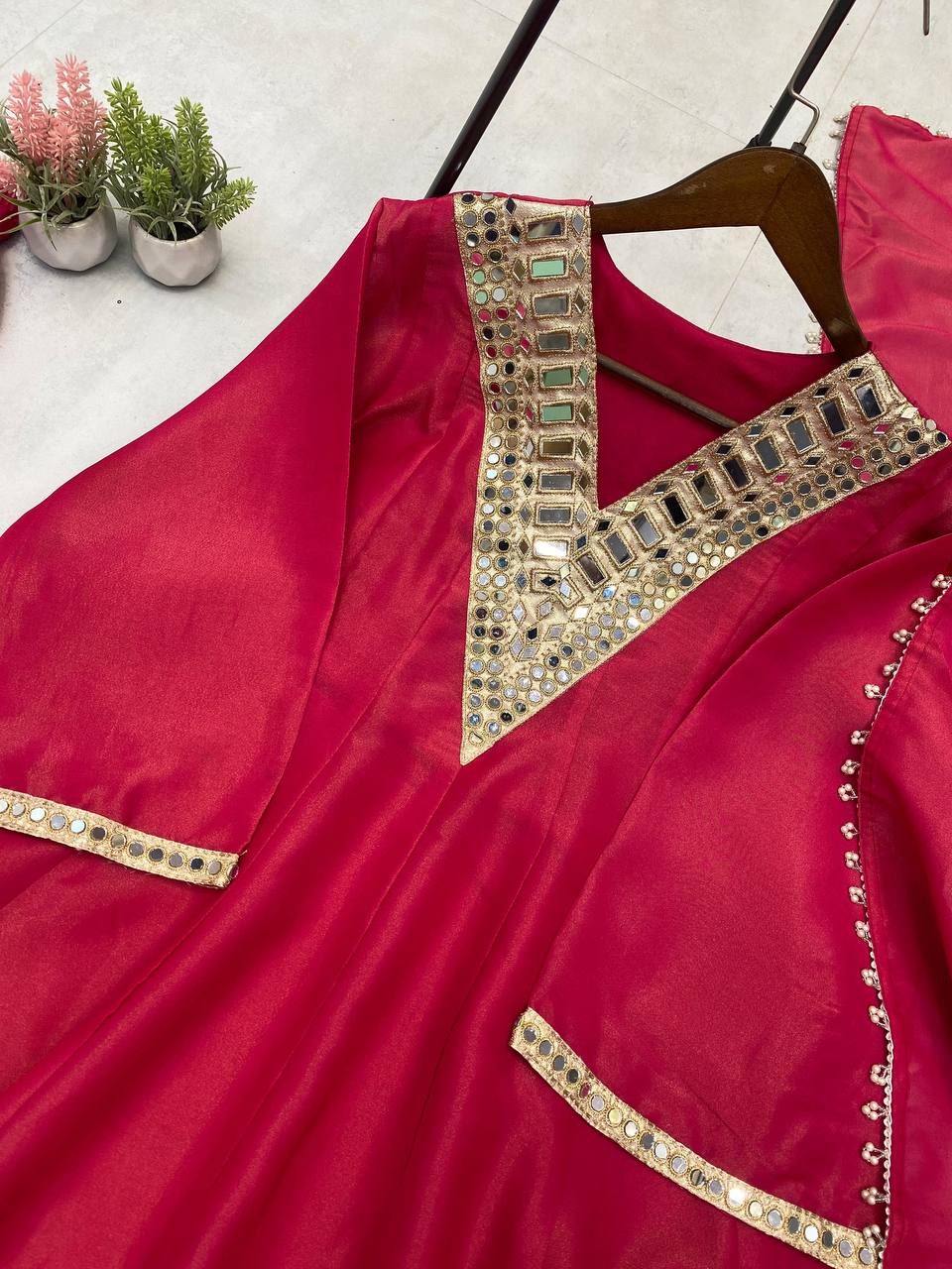 Wedding Special Rani Pink Embellished Plazzo Set For Women