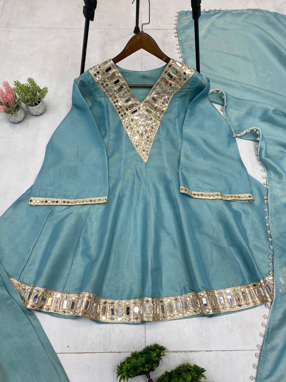 Wedding Special Rani Pink Embellished Plazzo Set For Women