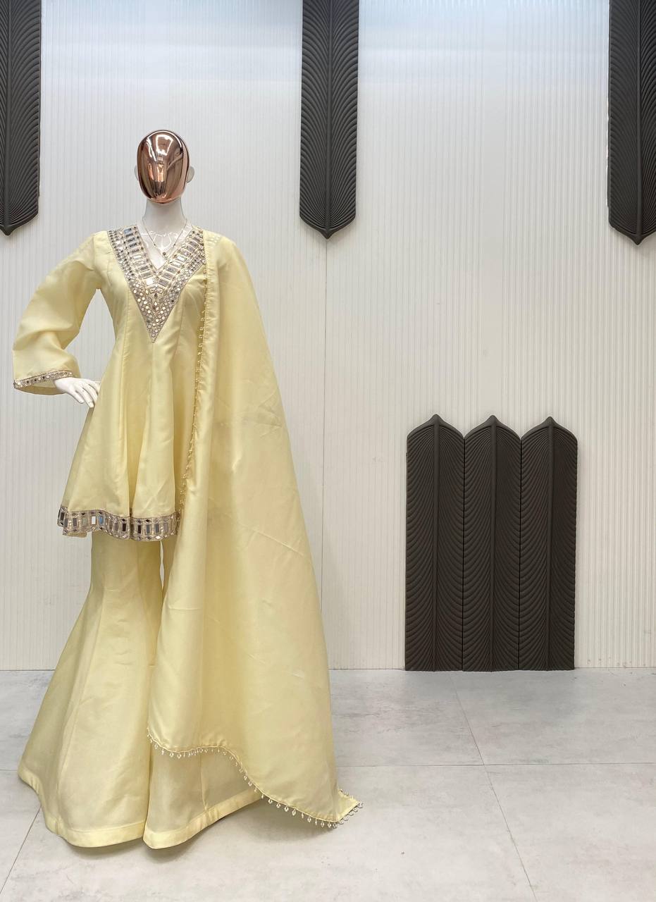 Wedding Special Rani Pink Embellished Plazzo Set For Women