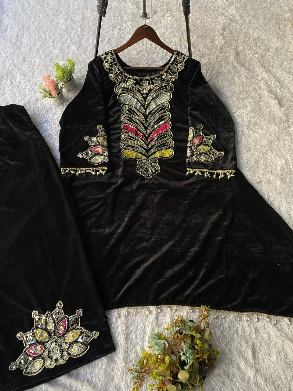 Peacock Blue Festive Wear Kurta Set with Sequence Embroidery Work