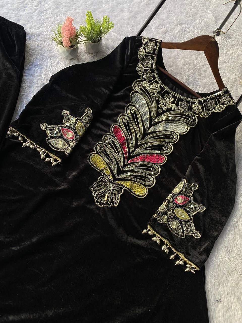 Peacock Blue Festive Wear Kurta Set with Sequence Embroidery Work