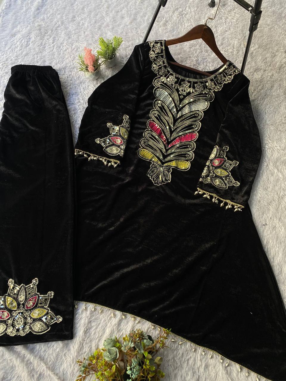 Peacock Blue Festive Wear Kurta Set with Sequence Embroidery Work