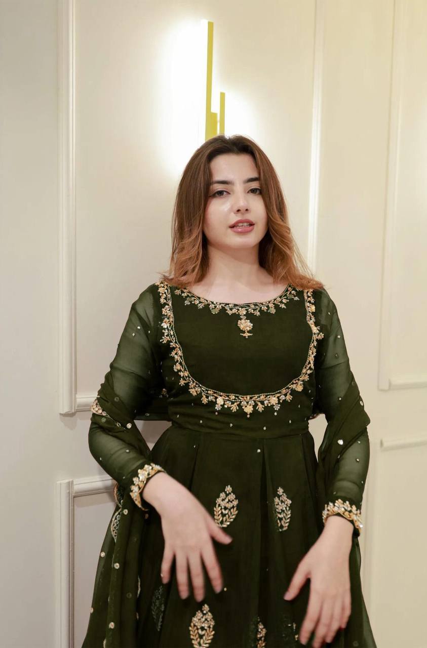 Maroon Embroidered Anarkali Gown with Dupatta  Elegant Party & Festive Wear For Women