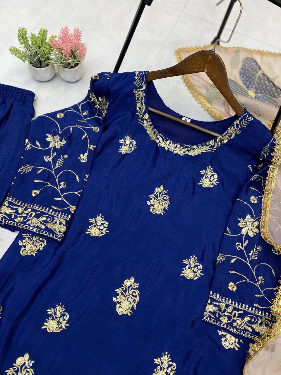 Designer Black Embroidered Kurti Sharara Set with Designer Dupatta