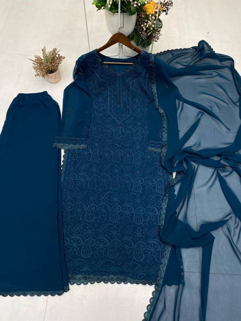 Stylish Grey Long Kurta Set for Party & Festive Wear For Women