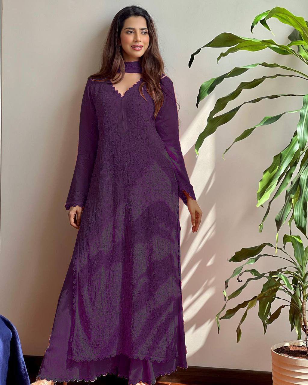 Stylish Grey Long Kurta Set for Party & Festive Wear For Women