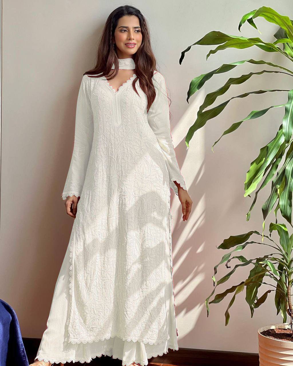 Stylish Grey Long Kurta Set for Party & Festive Wear For Women